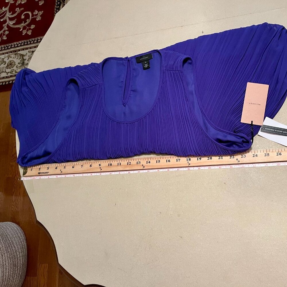 Halogen Blue Sleeveless Pleated Blouse, Women's Size 2x - Picture 10 of 13